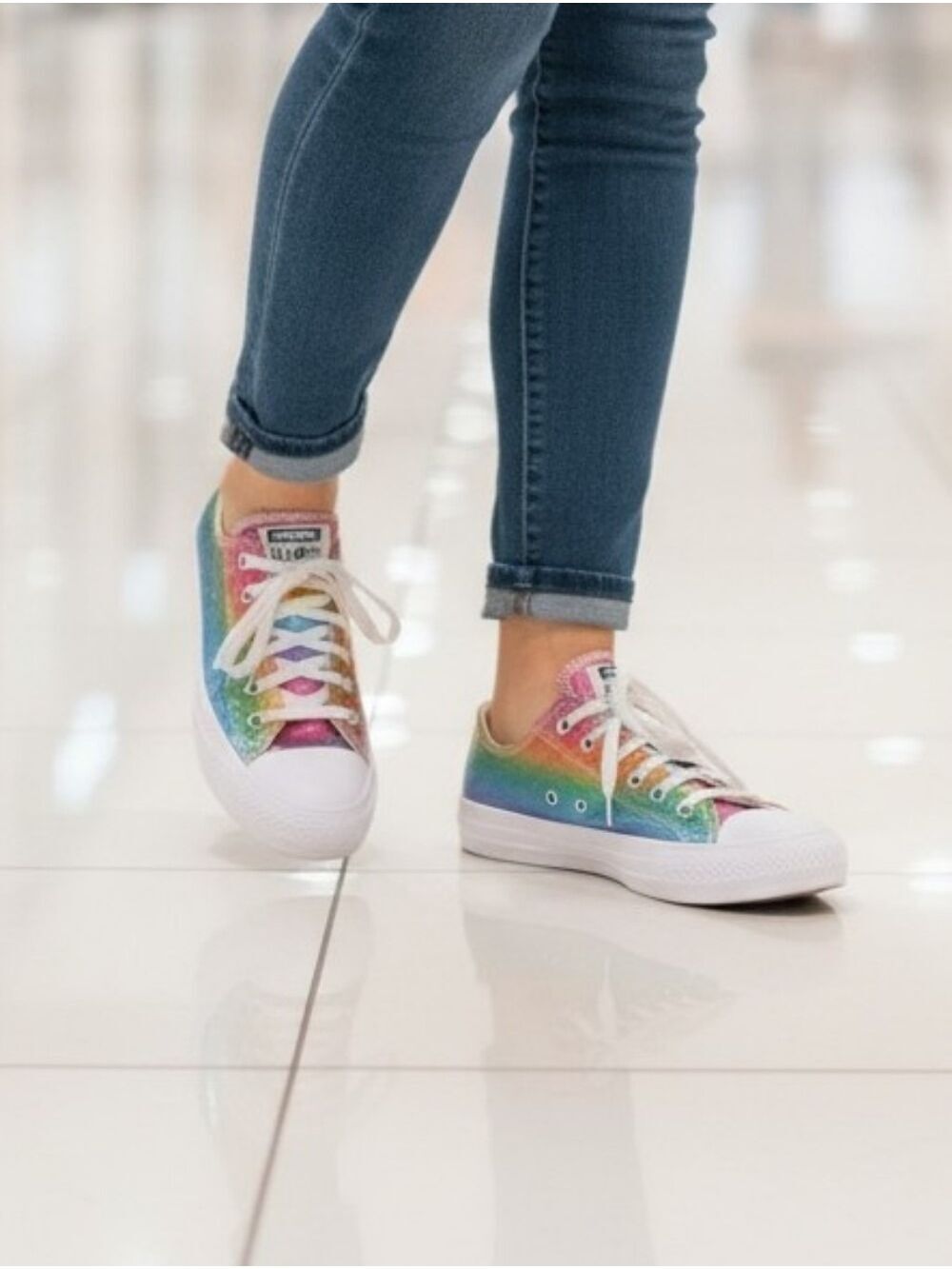Converse Chuck Taylor All Star Low Top Rainbow Glitter Sneakers